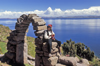 Boy Knitting on Taquile Island, Peru
