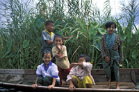 Children on Boat on Inle Lake, Myanmar