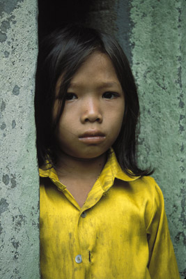 Girl in Ruins in Angkor, Cambodia