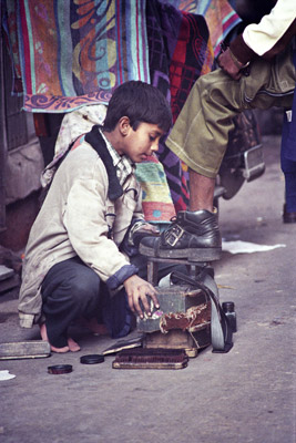 Shoeshine Boy in Delhi, India